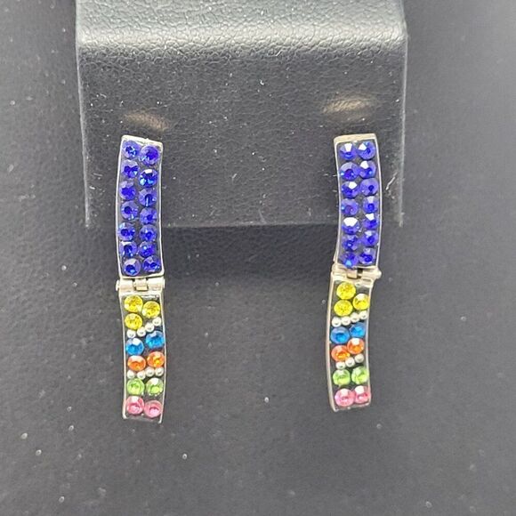 Artisan 925 Sterling Silver Multicolor Micro Mosaic Choker Necklace Earring Set - Picture 2 of 16